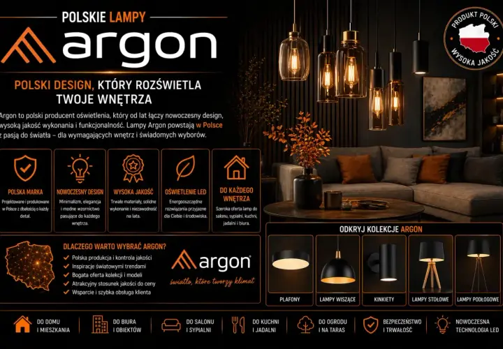 Polski producent lamp Argon: nowoczesny design, wysoka jakość i polskie wykonanie. Rozświetl swoje wnętrza z pasją.